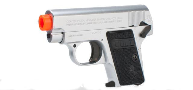 Cybergun Colt Licensed 1908 Vest pocket Hammerless .25 ACP Full Size Airsoft Pistol - Silver - Evike