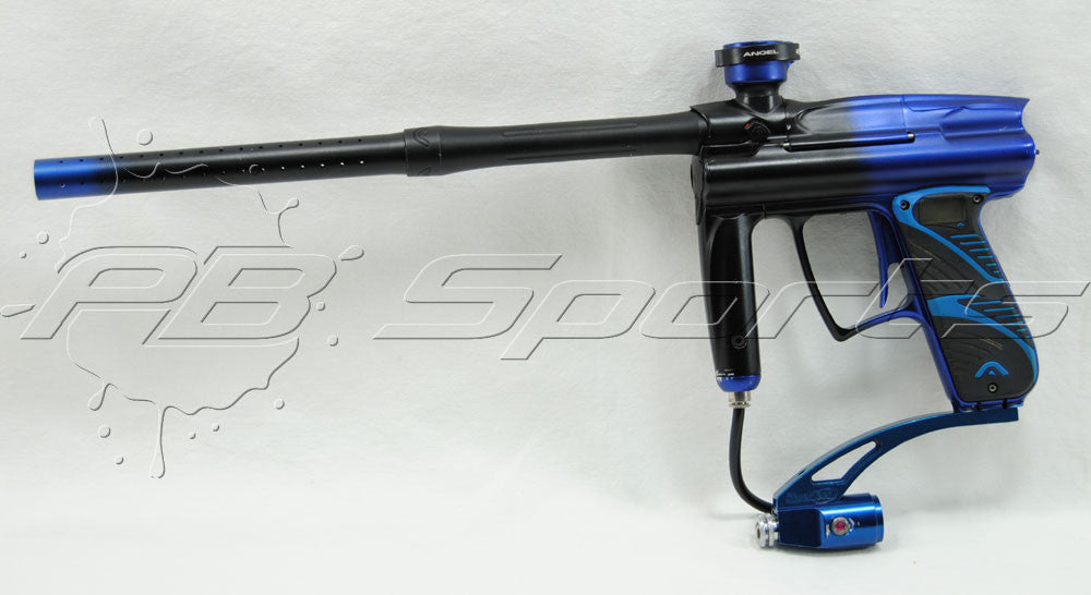 Used Angel A1 Paintball Marker Blue Shocktech Drop Forward Blue Barrel Tip - Angel Paintball Sports