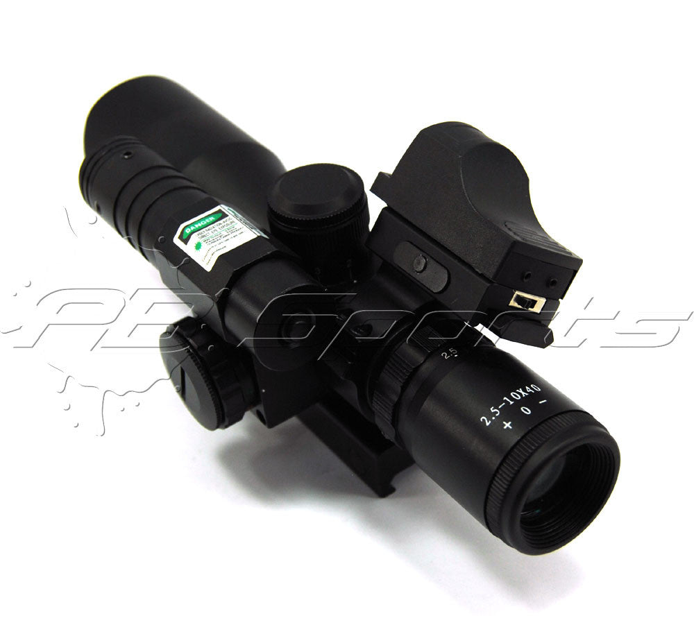 TacFire 2.5-10x40 Dual ILL Scope w/Green Laser w/Mini Red Dot - TACFIRE