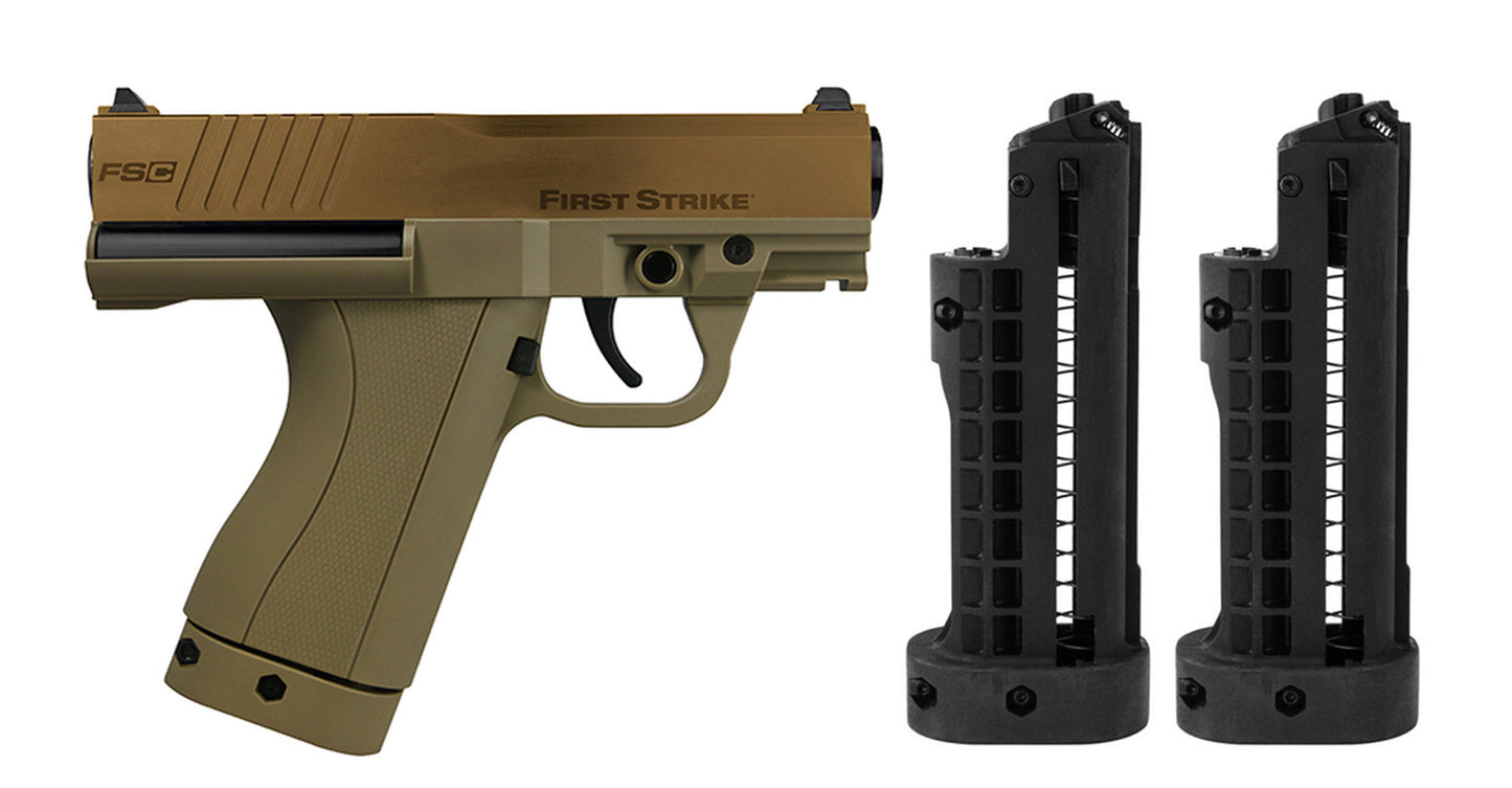 First Strike FSC (First Strike Compact) Paintball Pistol with 3 Mags - Bronze/Tan - First Strike
