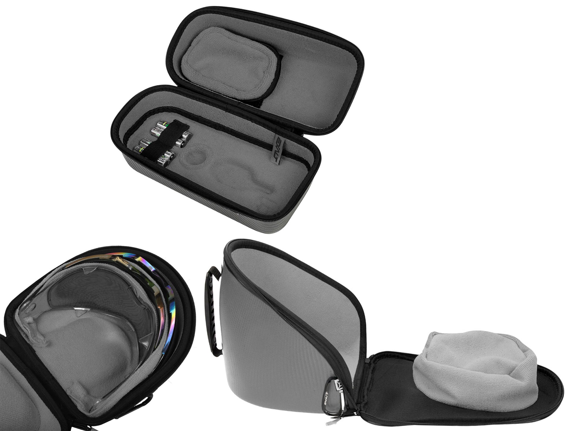 Exalt Universal Carbon V3 Goggle &amp; V3 Lens &amp; Loader Case - Charcoal Grey - Exalt
