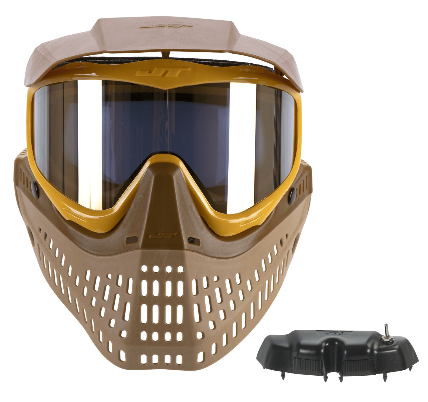 JT Spectra Proflex LE Goggle - Brown/Tan/Gold - w/ Prism 2.0 Gold + Vortex II Fan - JT