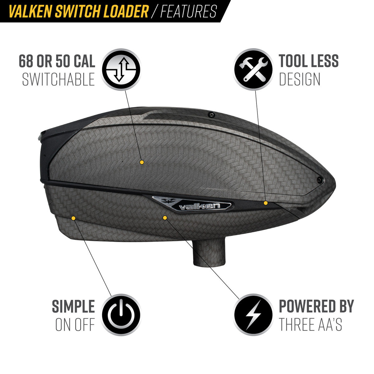 Valken VSL Electronic Loader - Alloy Series - Carbon - Valken Paintball