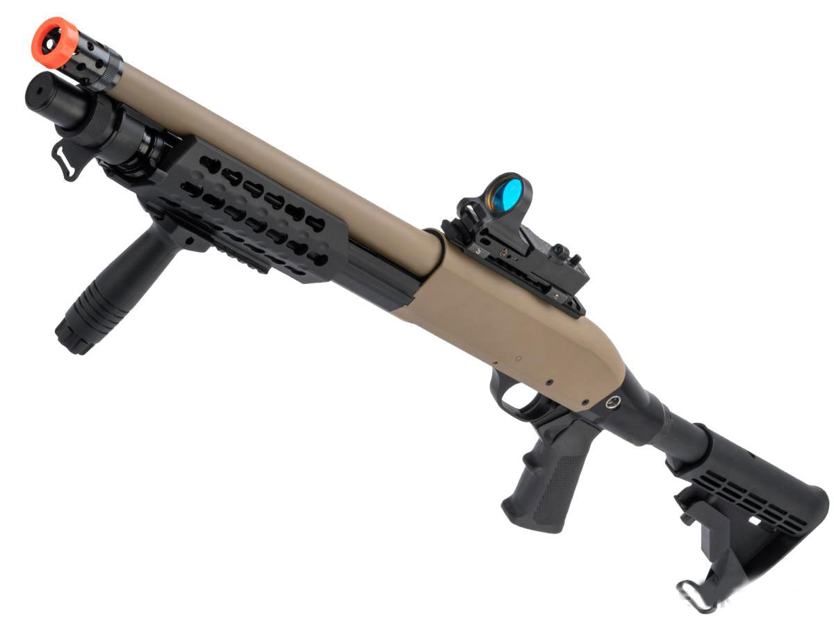 CYMA Sport Tactical M3 Super 90 3-Round Burst Airsoft Shotgun - Desert Tan - Evike