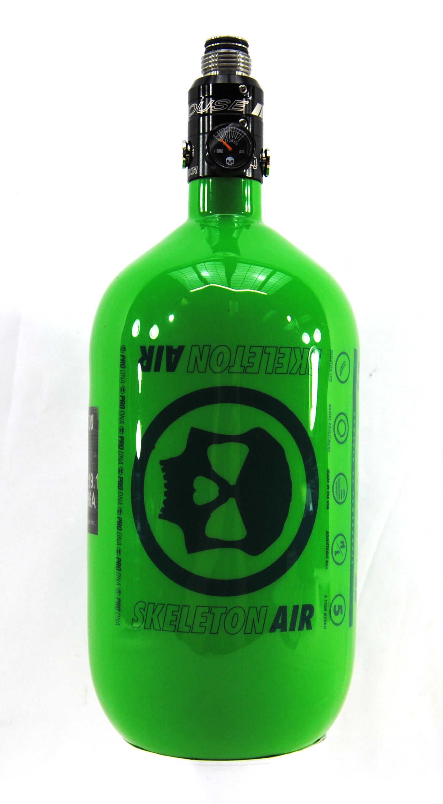 Infamous Skeleton Air "Hyperlight" 80ci/4500psi Tank w/ Haymaker 500 Reg - Mono Green (Green/Green) - Infamous