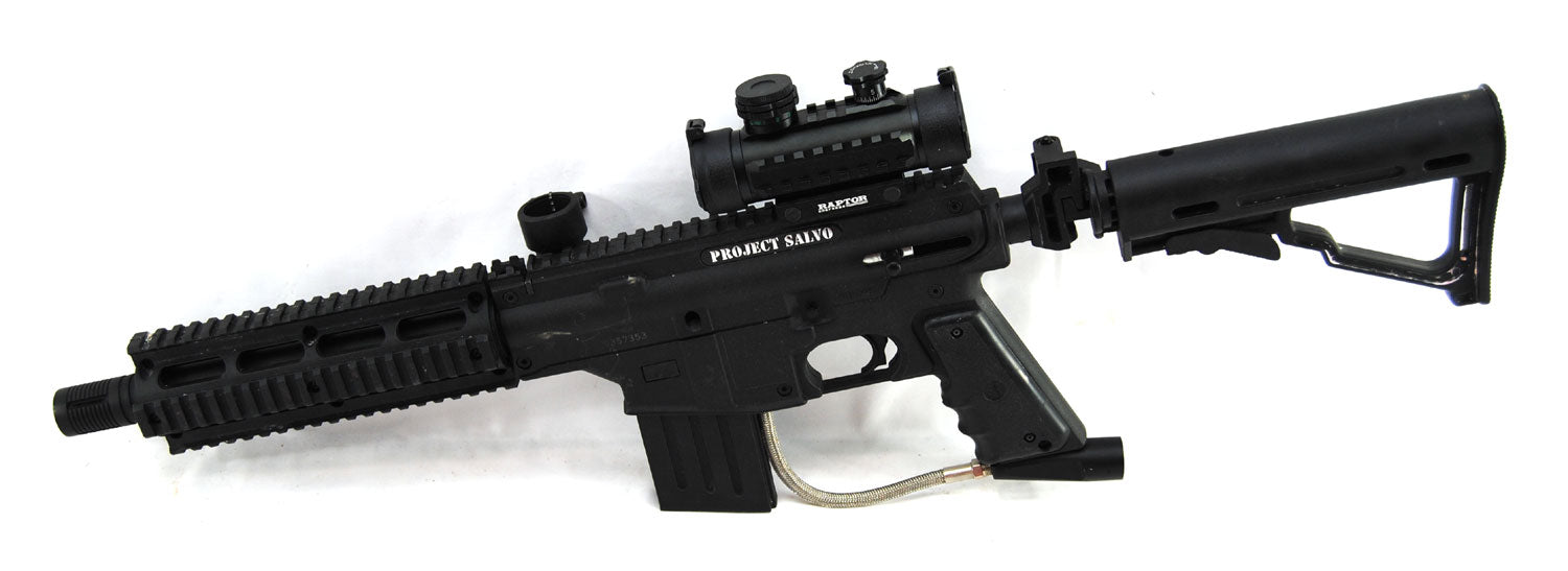 Used Tippmann Project Salvo w/ E-Grip &amp; Raptor Red Dot Sight - Black - Tippmann Sports