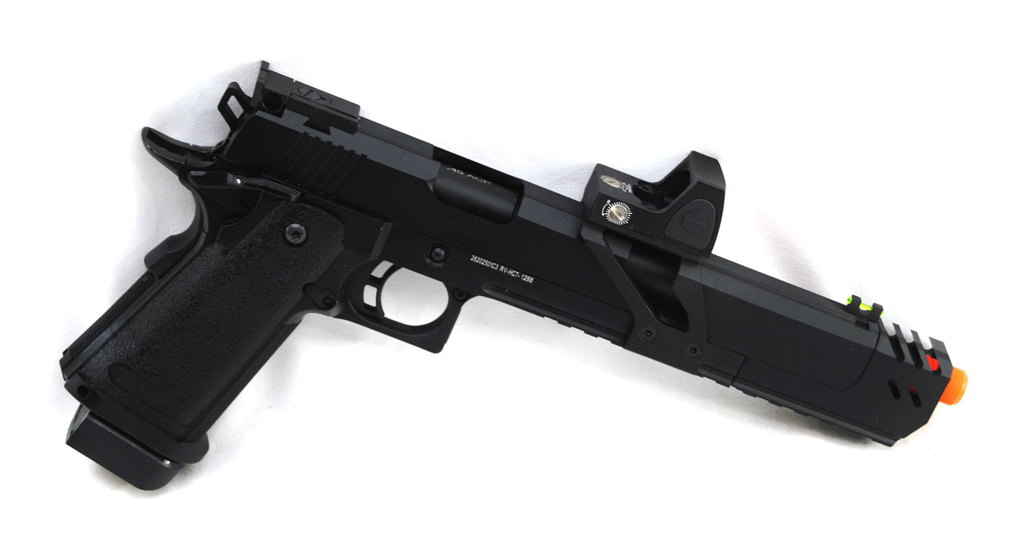 Nuprol Raven Hi-Capa Dragon 7 + BDS Full Metal Gas Blowback Pistol - Black