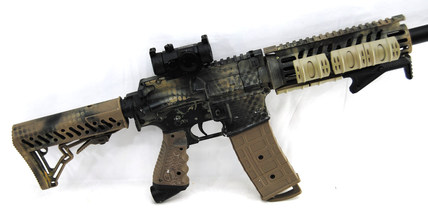 Used Tippmann TMC w/ Apex 2 Barrel &amp; Raptor Red Dot Sight - Desert Camo - Tippmann Sports