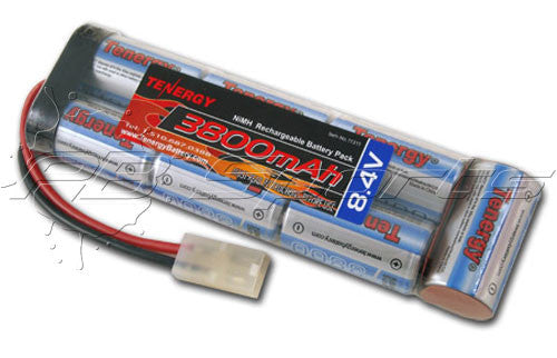 Tenergy NiMH 8.4V 3800 mAh Flat Brick Wired to Small Tamiya Airsoft Battery - Elite Force