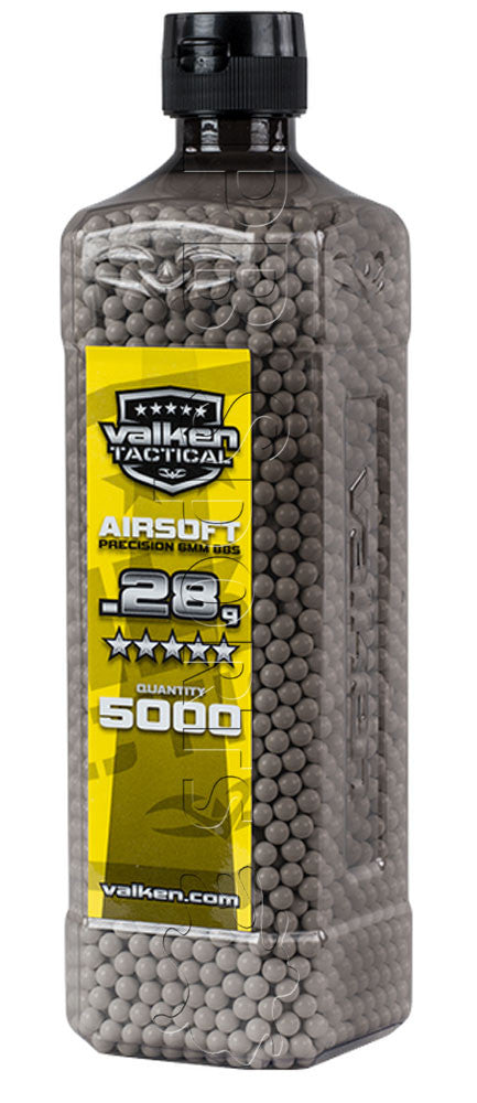 Valken .28g White BBs 5000 Count Bottle - Valken Paintball