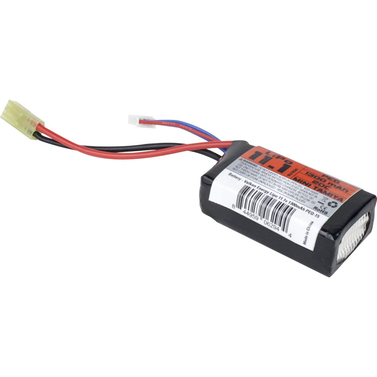 Valken 11.1V 1300mAh LiPo Battery 20C PEQ-15 - Valken Paintball
