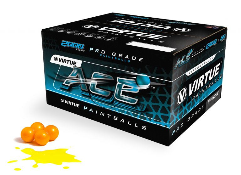 2000 Count Virtue Ace Paintballs Metallic Orange Shell Yellow Fill - Virtue