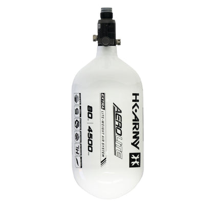 HK Army AeroLite "EXTRA LITE" Tank w/ Aerolite2 Pro Reg - 80ci / 4500psi - White - HK Army