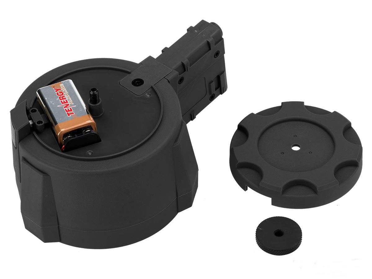 Angel Custom 1500 Round Thunderstorm Electric Winding Drum Magazine - Black - Evike