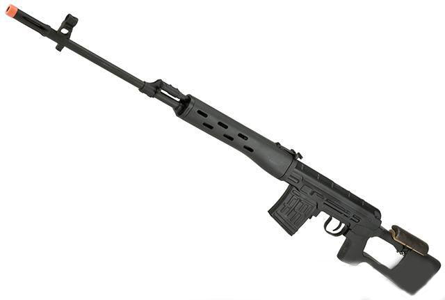 A&K SVD Dragunov Airsoft AEG Sniper Rifle w/ Metal Gearbox - Black Polymer Furniture