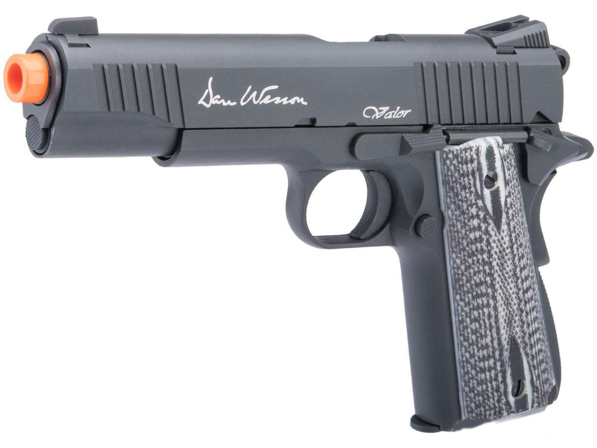 Dan Wesson Licensed Full Metal 1911 VALOR Custom Co2 Powered Airsoft Gas Blowback Pistol - Black