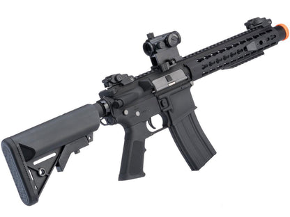 Cybergun Colt Licensed Elite Line AEG Airsoft Gun w/ Keymod 10" &amp; Muzzle Booster - Black - Evike