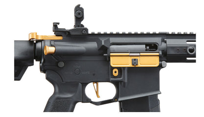 Lancer Tactical Gen 3 Hellion 7" M-LOK Airsoft AEG Rifle w/ Crane Stock - Black & Gold