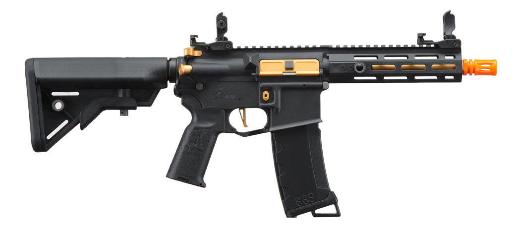 Lancer Tactical Gen 3 Hellion 7" M-LOK Airsoft AEG Rifle w/ Crane Stock - Black & Gold