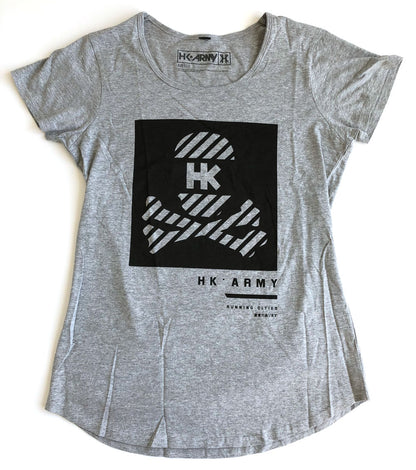 HK Army Running Cities Skull and Crossbones Women's Grey T-Shirt - Medium - HK Army