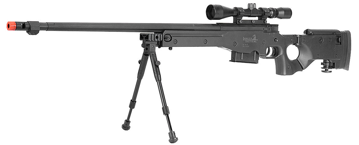 AWP Gas Powered Bolt Action Airsoft Rifle w/ Scope & Bi-pod - Black