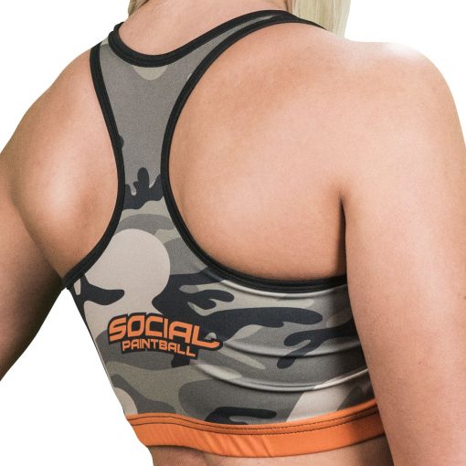 Social Paintball Racerback Sports Bra - American Camo