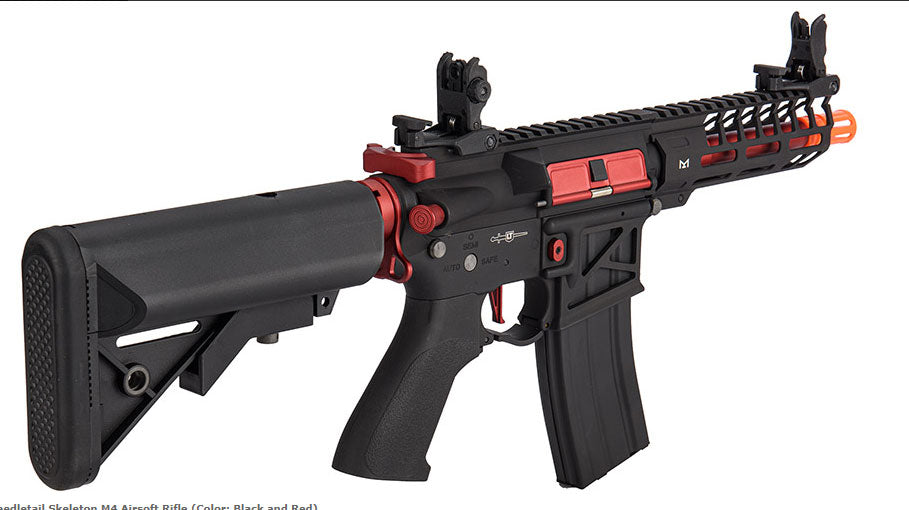 Lancer Tactical Low FPS Enforcer Needletail Skeleton M4 Airsoft Rifle - Black & Red