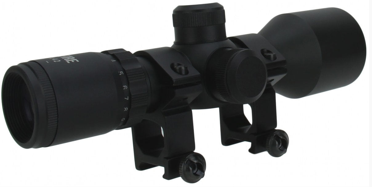 TACFIRE 3-9x42 Compact Scope / P4 Reticle With Set Of Rings - Black - TACFIRE