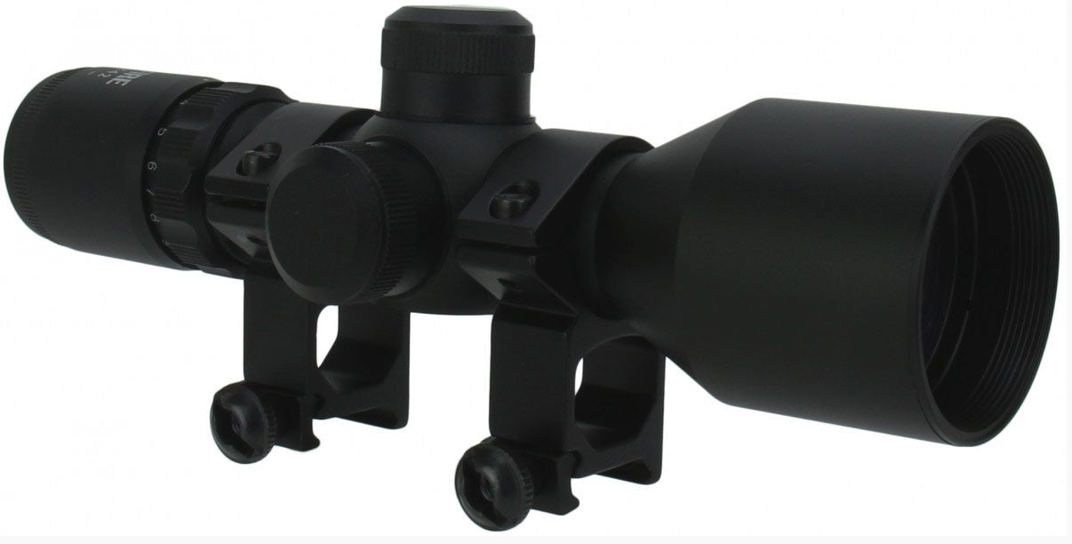 TACFIRE 3-9x42 Compact Scope / P4 Reticle With Set Of Rings - Black - TACFIRE
