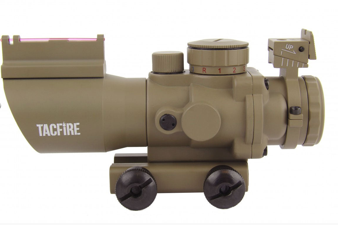 TacFire 4x32 Prismatic Tri Illuminated Scope - Horseshoe Reticle - FDE - TACFIRE