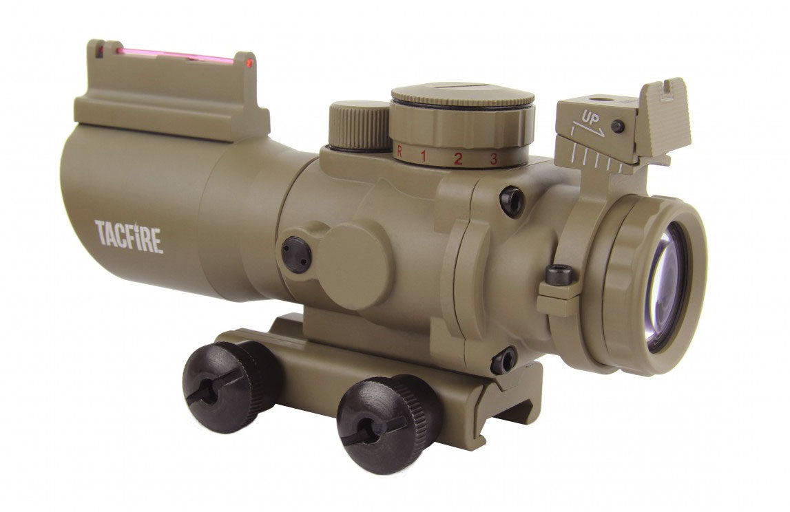 TacFire 4x32 Prismatic Tri Illuminated Scope - Horseshoe Reticle - FDE - TACFIRE
