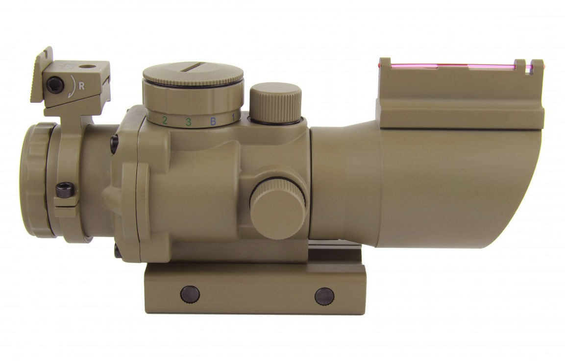 TacFire 4x32 Prismatic Tri Illuminated Scope - Horseshoe Reticle - FDE - TACFIRE