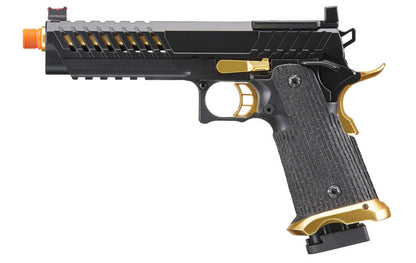 Lancer Tactical Knightshade Hi-Capa Gas Blowback Airsoft Pistol w/ Red Dot Mount - Black & Gold