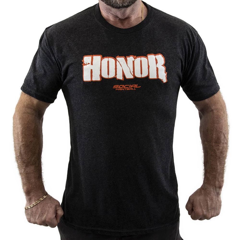 Social Paintball Honor Crew T-Shirt Black/Orange - Medium - Social Paintball