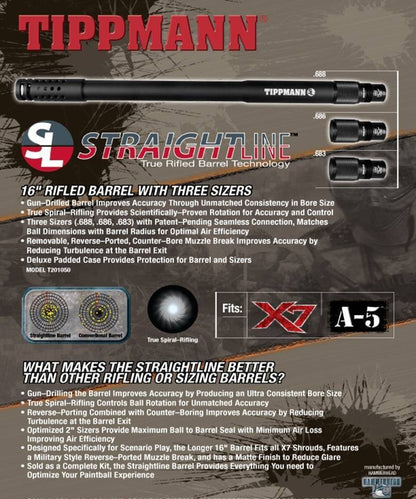 Tippmann 16" Straightline Hammerhead Barrel Kit For A-5/X7 - Tippmann Sports